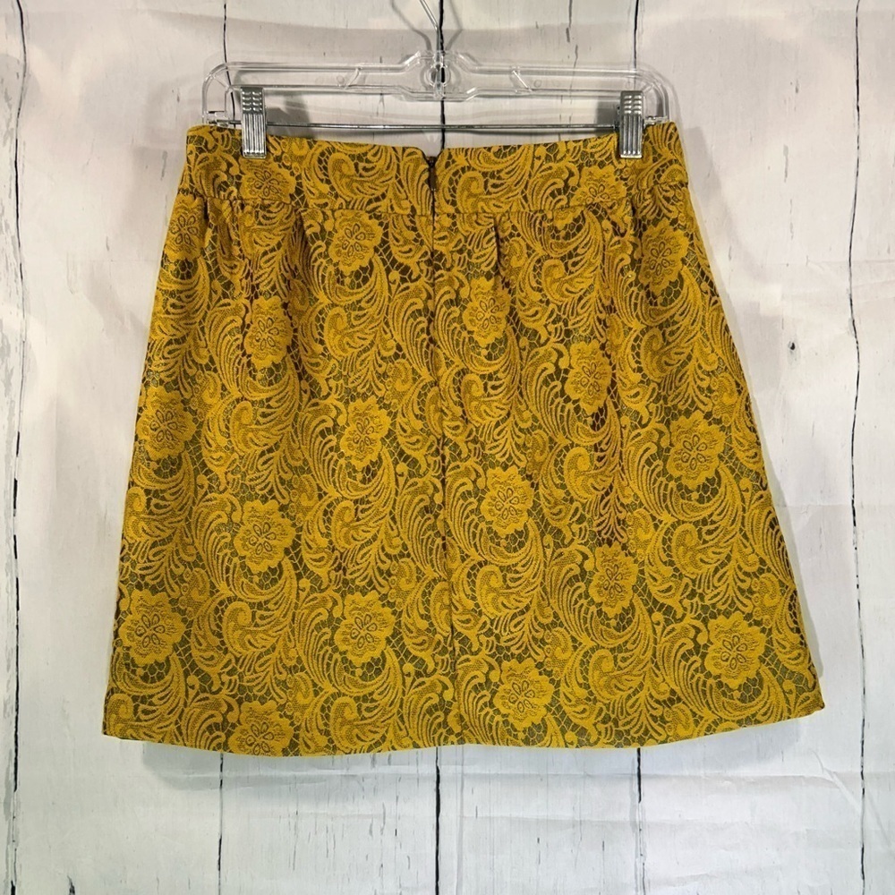 Banana Republic Floral Lace Mini Womens Zip Lined Skirt Dressy Metallic Sz 4 - Picture 2 of 8